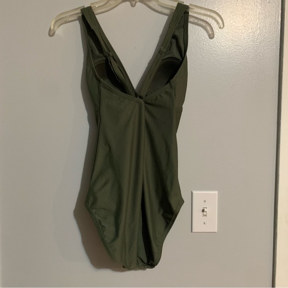 Olive Green One Piece Bathing Suit - Picture 2 of 4